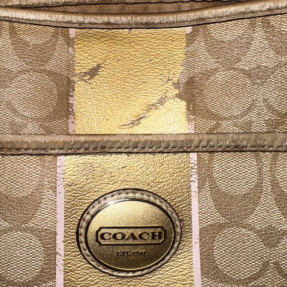 Authentic Coach Peyton Signature Shoulder Tote Bag 19816 Pink Gold Khaki - Picture 5 of 16